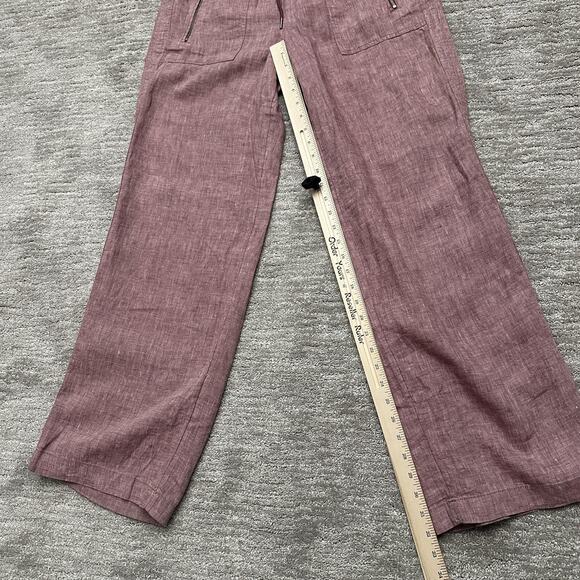 Athleta Pants Womens 10 Mauve Elastic Waist Drawstring Cabo Wide Leg Linen - Picture 10 of 11